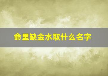 命里缺金水取什么名字