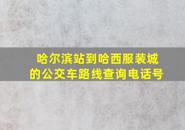 哈尔滨站到哈西服装城的公交车路线查询电话号