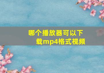 哪个播放器可以下载mp4格式视频