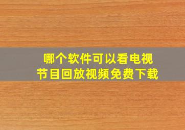 哪个软件可以看电视节目回放视频免费下载