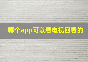 哪个app可以看电视回看的