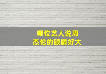 哪位艺人说周杰伦的眼睛好大