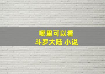 哪里可以看 斗罗大陆 小说