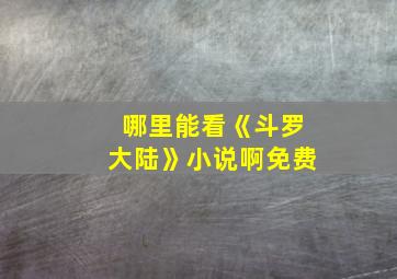 哪里能看《斗罗大陆》小说啊免费