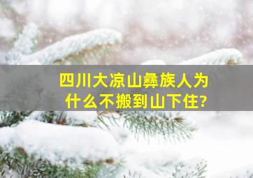 四川大凉山彝族人为什么不搬到山下住?