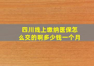 四川线上缴纳医保怎么交的啊多少钱一个月