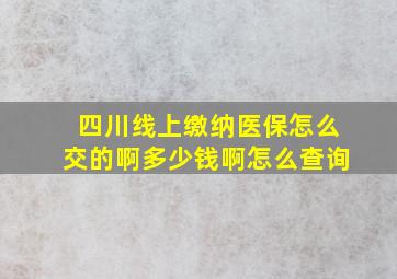 四川线上缴纳医保怎么交的啊多少钱啊怎么查询