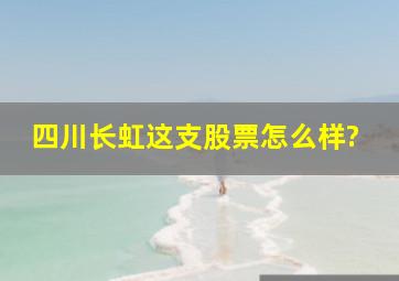 四川长虹这支股票怎么样?