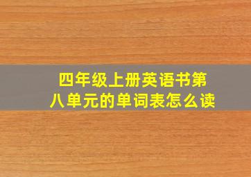 四年级上册英语书第八单元的单词表怎么读