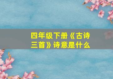 四年级下册《古诗三首》诗意是什么