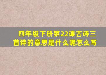 四年级下册第22课古诗三首诗的意思是什么呢怎么写