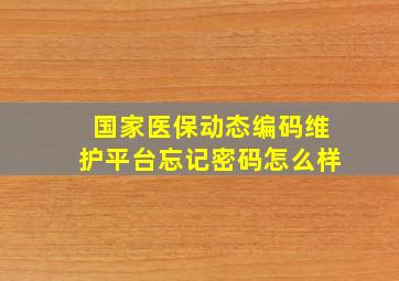 国家医保动态编码维护平台忘记密码怎么样