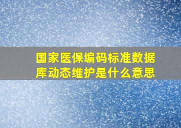 国家医保编码标准数据库动态维护是什么意思