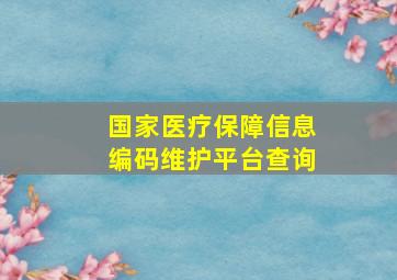 国家医疗保障信息编码维护平台查询