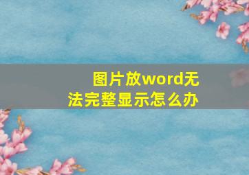 图片放word无法完整显示怎么办