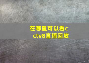 在哪里可以看cctv8直播回放