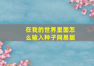 在我的世界里面怎么输入种子网易版