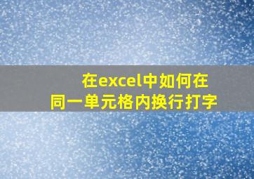 在excel中如何在同一单元格内换行打字