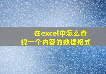 在excel中怎么查找一个内容的数据格式