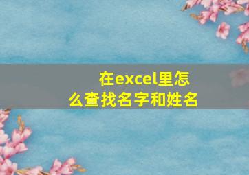 在excel里怎么查找名字和姓名