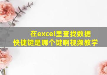 在excel里查找数据快捷键是哪个键啊视频教学