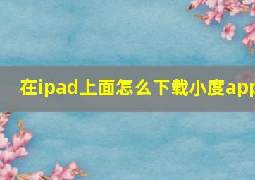 在ipad上面怎么下载小度app