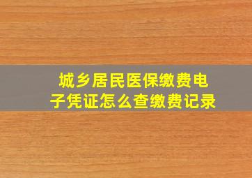 城乡居民医保缴费电子凭证怎么查缴费记录