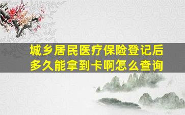 城乡居民医疗保险登记后多久能拿到卡啊怎么查询