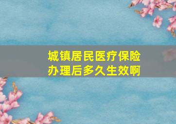 城镇居民医疗保险办理后多久生效啊