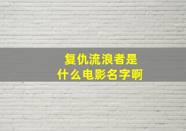 复仇流浪者是什么电影名字啊