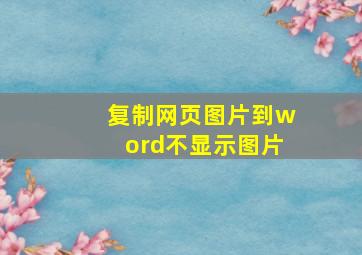 复制网页图片到word不显示图片