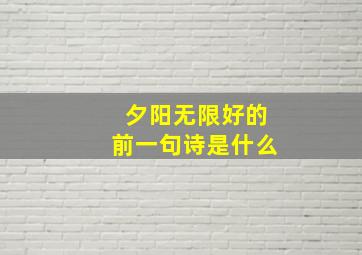 夕阳无限好的前一句诗是什么