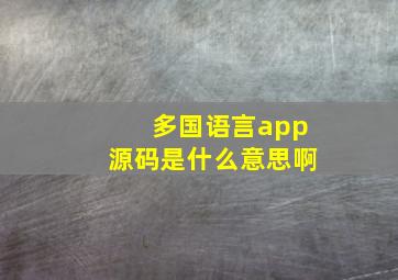 多国语言app源码是什么意思啊