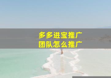 多多进宝推广团队怎么推广