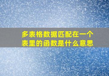 多表格数据匹配在一个表里的函数是什么意思