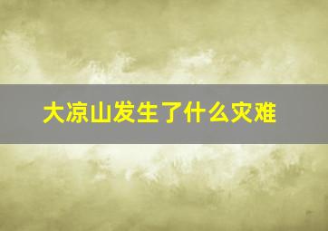 大凉山发生了什么灾难