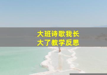 大班诗歌我长大了教学反思