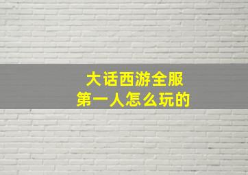 大话西游全服第一人怎么玩的