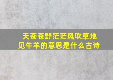 天苍苍野茫茫风吹草地见牛羊的意思是什么古诗