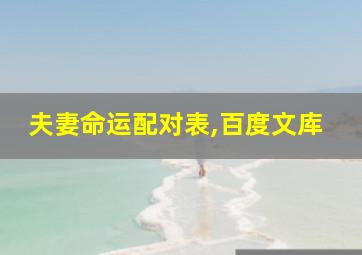 夫妻命运配对表,百度文库