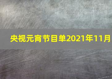 央视元宵节目单2021年11月