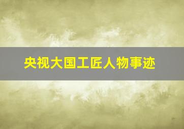 央视大国工匠人物事迹