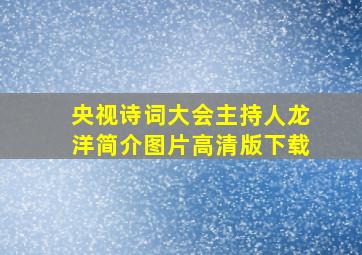 央视诗词大会主持人龙洋简介图片高清版下载