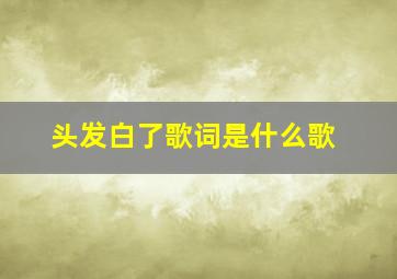 头发白了歌词是什么歌