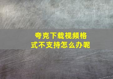 夸克下载视频格式不支持怎么办呢