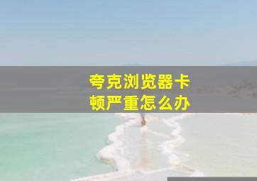 夸克浏览器卡顿严重怎么办