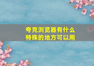 夸克浏览器有什么特殊的地方可以用