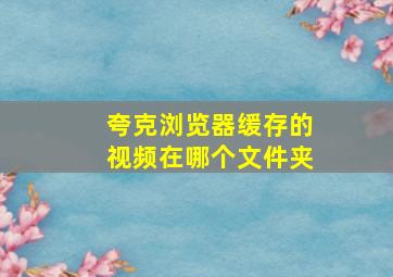 夸克浏览器缓存的视频在哪个文件夹