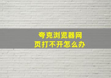 夸克浏览器网页打不开怎么办