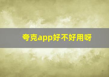 夸克app好不好用呀